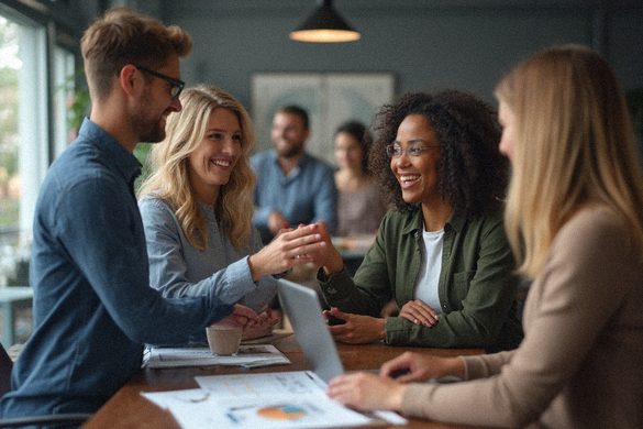 Personen arbeiten zusammen und zeigen Soft Skills